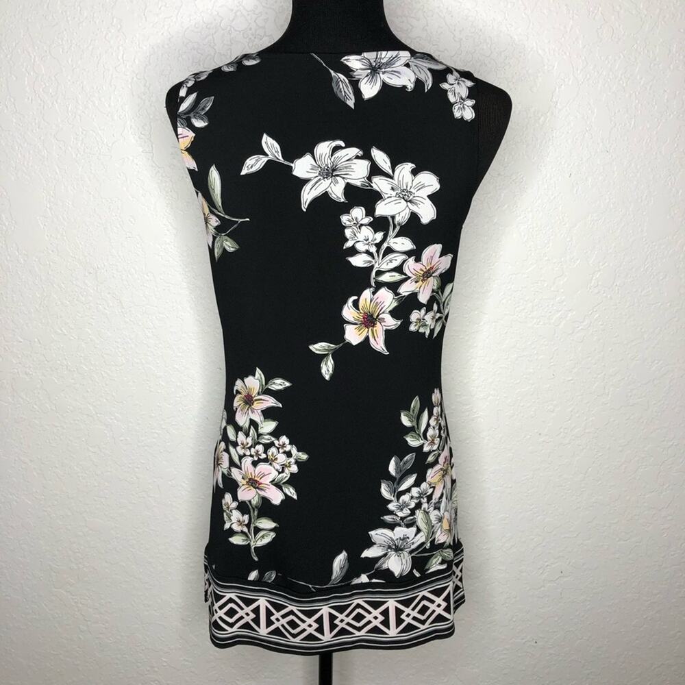 WHBM black white pink floral sleeveless cowl neck top size Extra Small XS - Picture 13 of 13